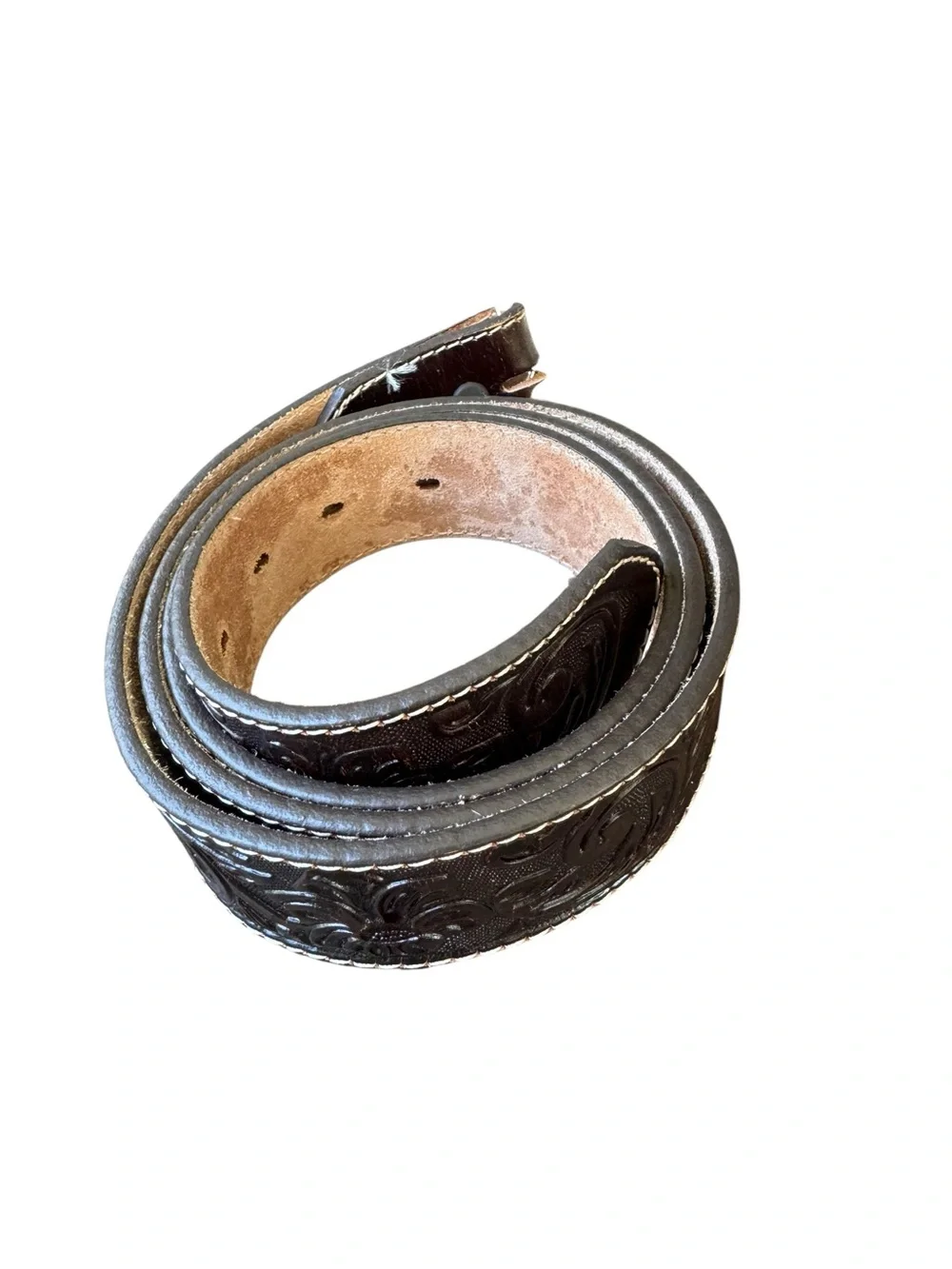 JUSTIN MEN'S FLORAL TOOLED LEATHER BELT brown 44